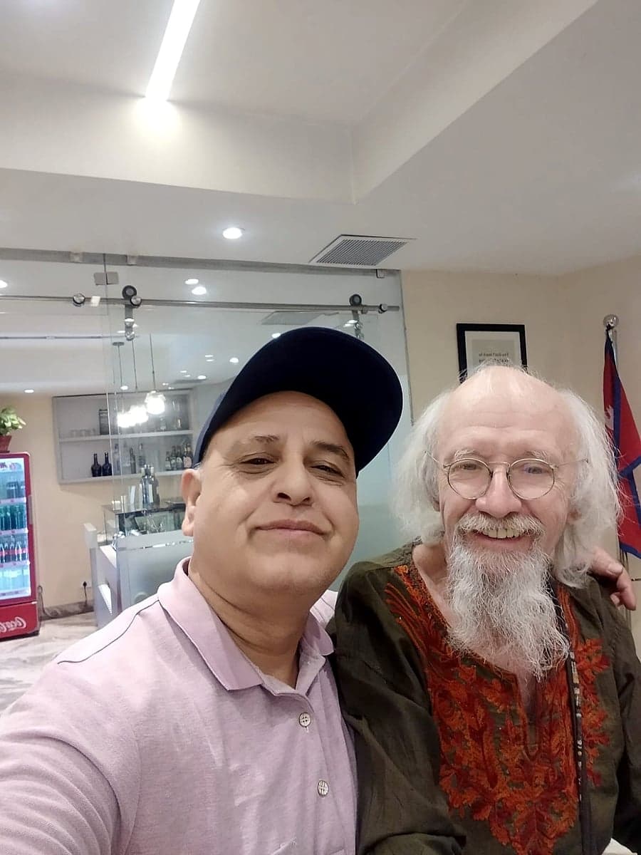With a traveller in Kathmandu